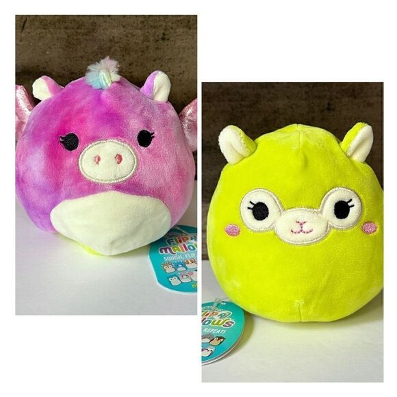 Squishmallows Flip-A-Mallow Kimberly the Llama and Willow the Pegasus NWT 5” - Picture 2 of 8